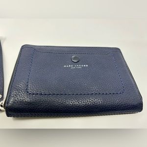 MARC Jacobs Navy Blue Leather Zip Around Wristlet Wallet